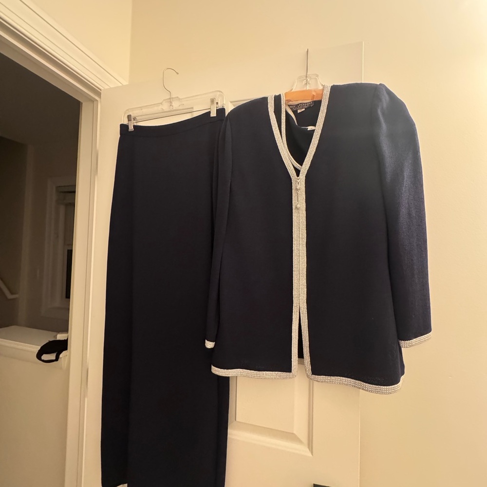 Elegant Navy and White Three-Piece Set
